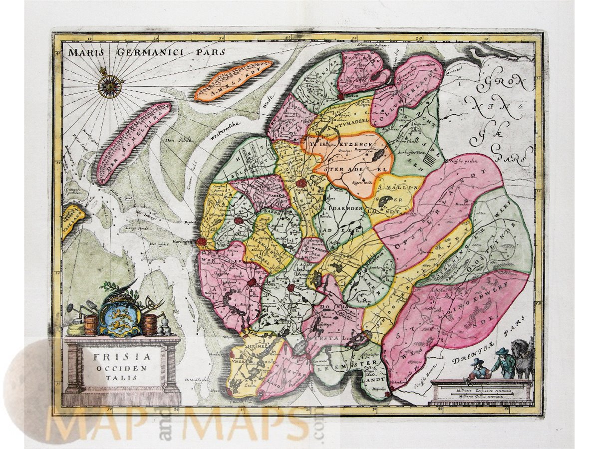 Frisia Occidentalis – Antike Friesland-Karte von Merian, 1659