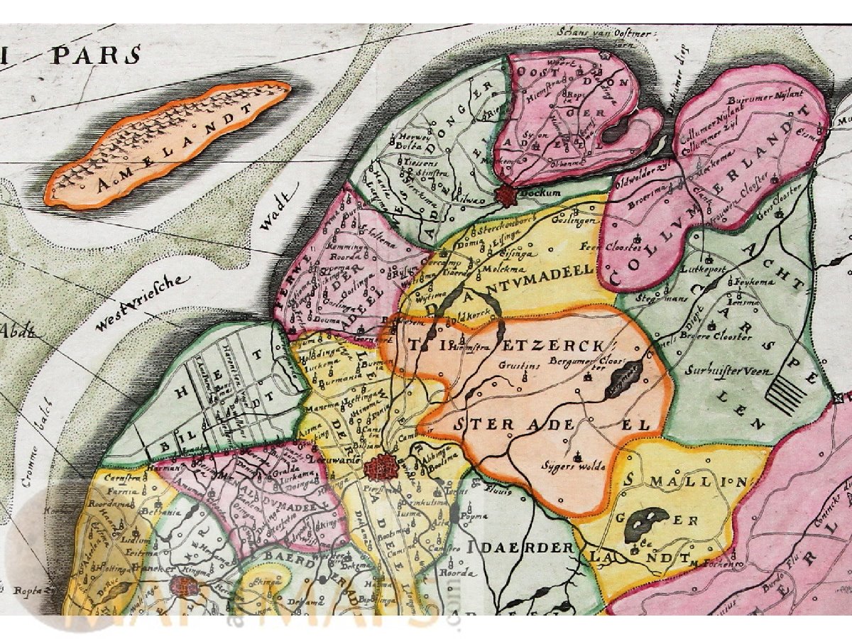 Frisia Occidentalis – Antike Friesland-Karte von Merian, 1659