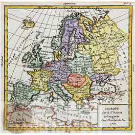 Europe Old map by Robert de Vaugondy 1750
