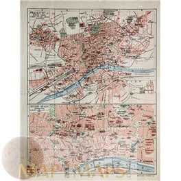 Frankfurt am Main Old city map & town plan. Meyer 1905