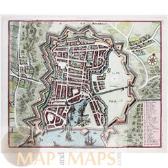 France La Rochelle Old town plan by Mattheus Merian 1638