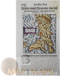 Italy Naples Regn. Neapolit Cosmographia Map Print by Münster 1561