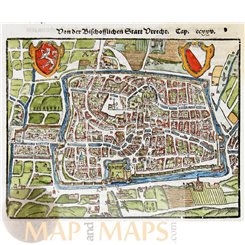 Holland Utrecht maps town plan by Sebastian Münster 1560