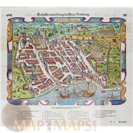 Bordeaux Old Antique Maps France Sebastian Münster 1561