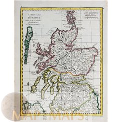 Scotland Kingdom, old antique map by Le Rouge 1756