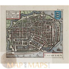 Enkhuizen Holland Old map Enchuysen by Guicciardini 1678