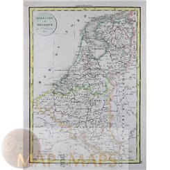 Karte Holland, Belgien, Luxemburg, Hollande et Belgique. Delamarche 