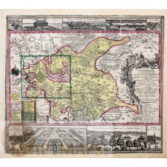 Großen Hayn, Großenhain Kupferstich Landkarte Deutschland Seutter 1741