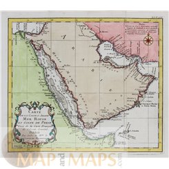 Carte de la coste d'Arabie, Mer Rouge et Golfe de Perse. Bellin 1740