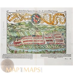 La ville de Berne Swiss Old woodcut Cosmographiae Universalis Seb. Munster1556