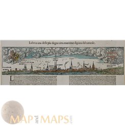 Lubeco alte Holzschnittkarte Lübeck. Sebastian Münster 1574