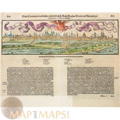 Die Statt Worms, Deutschland Alte Karte Worms. Sebastian Münster 1572