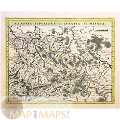 Germany Saxony Lusatia Old Map Czech Prague Merian 1650