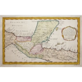  Chiapas Mexico Honduras Yucatan Tabasco old antique map by Bellin 1768