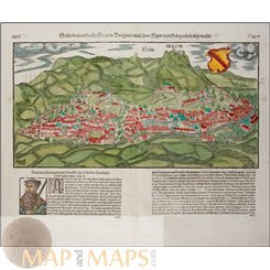 Salin-les-Bains Old Map France Salins/Burgund Seb. Munster 1628