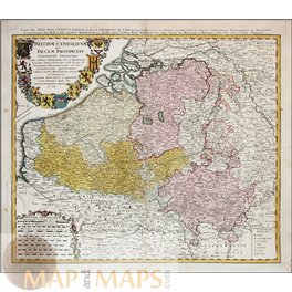 Belgium Catholicum Antique map Catholic Belgium and Luxembourg Homann 1747