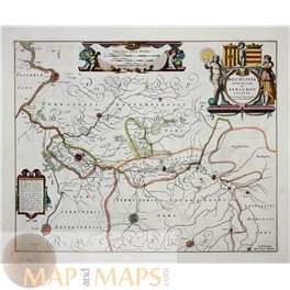 MECHLINIA DOMINIUM Old Map Mechelen Aarschot Flanders Janssonius-Hondius1638