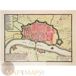 Antwerp Antique City Plan Ansvers Belgium De Fer 1705