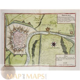 NIEUPORT BELGIQUE NIEUWPOORT BELGIUM ANTIQUE ENGRAVED TOWN PLAN BY DE FER 1695