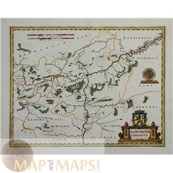 Belgium old map,Namur County Wallonia. Namurcum Comitatus. Merian 1659
