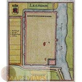 Leerdam Holland the Netherlands antique town plan MERIAN 1660