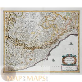 Italy antique map Riviera Di Genova Janssonius 1638
