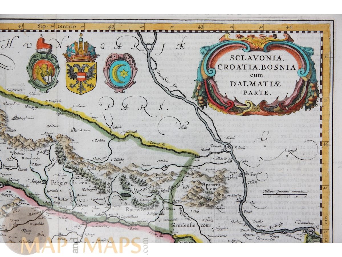Slavonia Croatia Bosnia Cum Dalmatiae Partie, old map Hondius1606