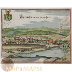 Germany village prints,Herrhausen Harz Seesen Merian 1656