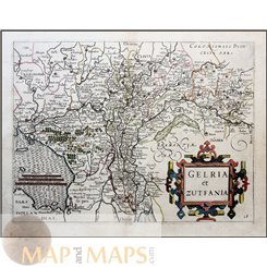 COUNTY ZUTHEN HOLLAND, GELRIA ET ZUTFANIA ANTIQUE MAP L. GIUCCIARDINI 1625