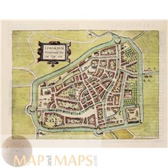 Lewardum Occidentalis Frisiae. town plan Leeuwarden Guicciardini 1581