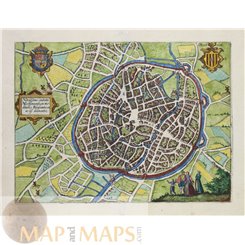 Mechelen Belgium, Old Town plan ma by Jacob v Deventer 1613