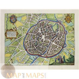 Mechlin Mechelen Belgium Old map Jacob v Deventer 1613 