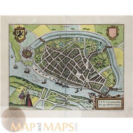 Sluis Flanders, old map Slusa Teutonicae Van Deventer 1613