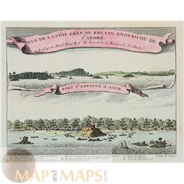 MEXICO ZIHUATANEJO & ACAPULCO BAY ANTIQUE MAP BELLIN 1761