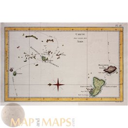 Cook voyages, Old Map, Carte des Isles des Amis, Bonne 1778