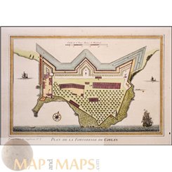 FORTRESS COYLAN,INDIAN STATE OF KERALA,ORIGINAL ENGRAVING BY BELLIN 1748