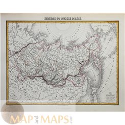 Siberian or Asiatic Russia antique atlas map Migeon 1884