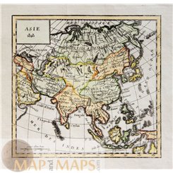 Asia Antique Old map titled Asie Vaugondy 1823 