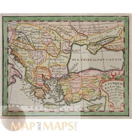 Turkey in Europe antique map Claude Buffier 1754