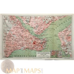 Constantinople Antique Old Map Istanbul Turkey 1905