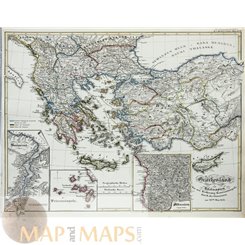 CYPRUS GREECE TURKEY ORIGINAL ANTIQUE MAP KARL SPRUNER 1846