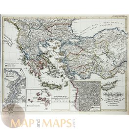 Greece and Asia Minor to 1453 antique map Spruner 1846