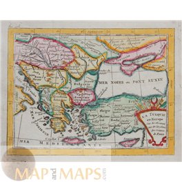 Turkey La Turquie in Europe antique map by Buffier 1744