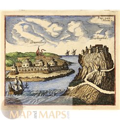 Damalis und Biellogrod old copper print Bosporus Myller 1732