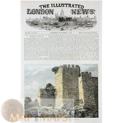 Constantinople The Seven Towers Old print Yedikule Fortress 1856