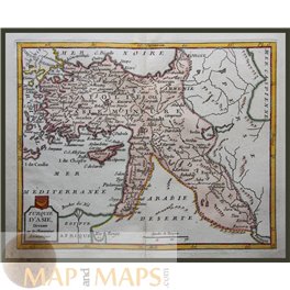 Turkey Empire Asia, old map Turquie D'Asiela. Porte 1786
