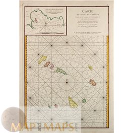 Carte des Isles du Cap-Verd, Cape Verde islands Mannevillette 1775