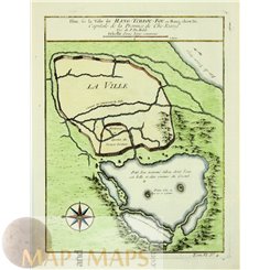  PLAN DE LA VILLE DE HANG TCHEOU Old map Hangzhou China BELLIN 1764