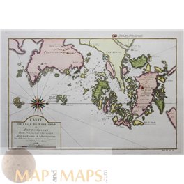 CHEKIANG NINGBO CHINA OLD MAP CARTE DE L’ISLE DE CHEU-CHAN BELLIN 1764