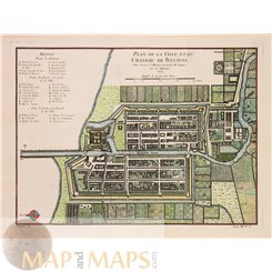 BATAVIA DJAKARTA INDONESIA OLD MAP VILLE ET DU CHATEAU DE BATAVIA BELLIN 1750